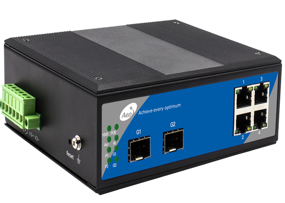 سوئیچ فیبر SFP حلقه مدیریت شده 2 اسلات SFP گیگابیتی + 4 پورت اترنت گیگابیتی