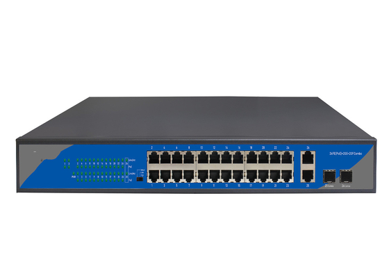 سوئیچ POE 24 پورت مدیریت شده گیگابیتی با اسلات های 2x10/100/1000M RJ45 2x100/1000M SFP