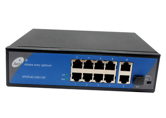 سوئیچ فیبر اترنت IP40 صنعتی 1 گیگابیت SFP و 2 پورت Uplink گیگابیتی و 8 پورت POE 10/100M