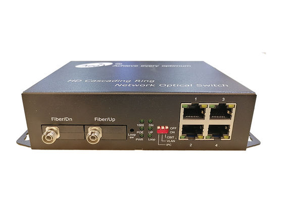 حلقه حلقه فیبر POE سوئیچ فول گیگابیت 4 POE اترنت 2 پورت نوری