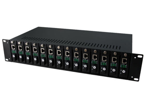 AC100V - 260V Rack Mount Media Converter Shasi، 2U 14 Slots فیبر نوری رسانه تبدیل شاسی