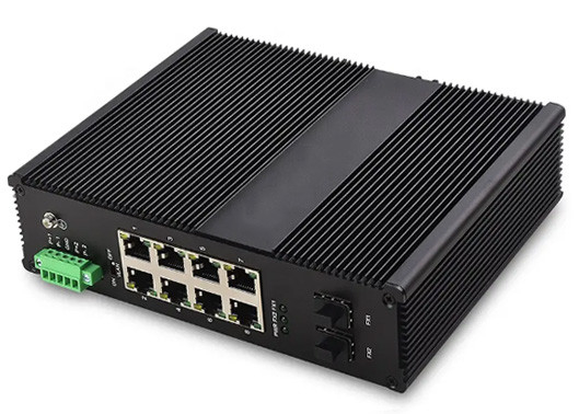 سوئیچ صنعتی POE اترنت Ip40 گیگابیتی 8 پورت PoE و 2 فیبر نوری SFP Din Rail