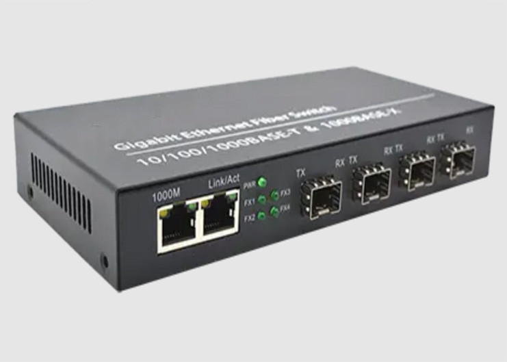 سوئیچ فیبر اترنت 850 نانومتری با 2 10/100/1000TX اترنت + 4 پورت 1000FX SFP