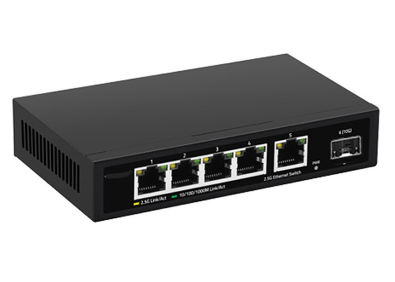 سوئیچ فیبر اترنت DC12V 5 پورت سوئیچ 2.5 G با 10G SFP+ Uplink