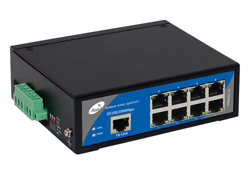 سوئیچ POE 8 پورت صنعتی با درگاه POE 8x100M + پورت Uplink RJ45 1x100Mbps