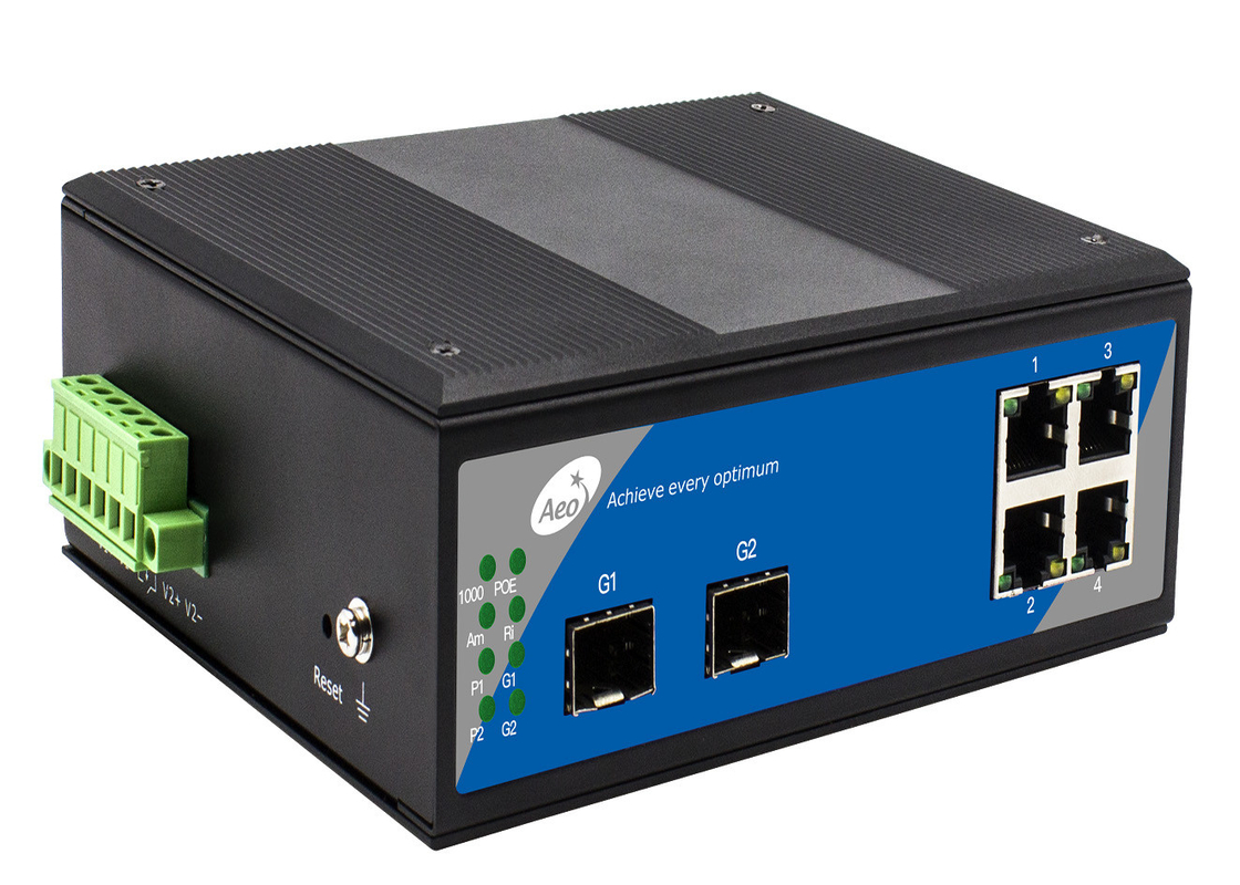 IP40 SFP سوئیچ نوری تک حالت فیبر تک با 2 اسلات SFP و 4 پورت اترنت