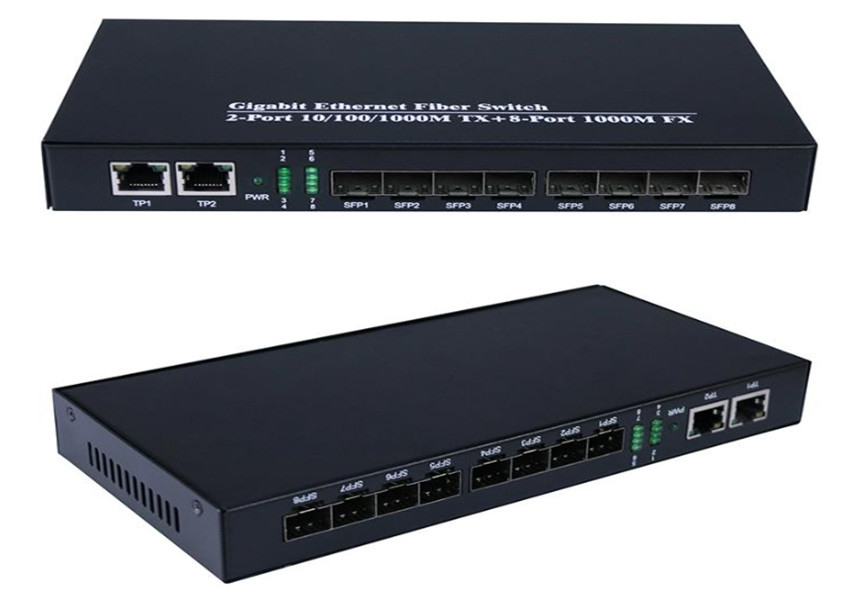 سوئیچ فیبر گیگابیت اترن 1.25Gbps 8 پورت فیبر SFP و 2 پورت RJ45
