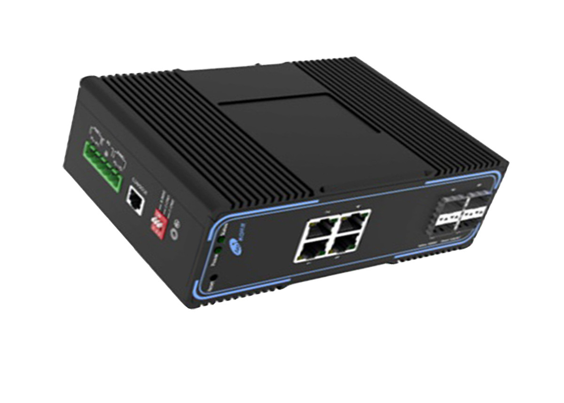 سوئیچ مدیریت فیبر POE 100 کیلومتر گیگابیتی کامل 4 اسلات SFP 4 پورت POE