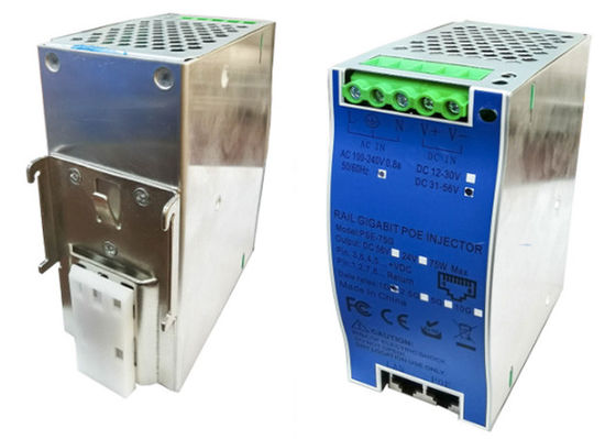 DIN-Rail صنعتی 10G 90W 802.3bt PoE++ تزریق کننده با AC + DC ورودی قدرت دوگانه